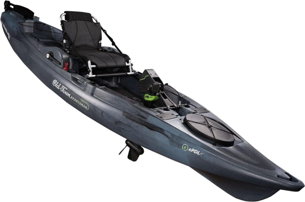 Old Town Sportsman BigWater ePDL+ 132 Power-Assist Pedal Fishing Kayaks - Steel Camo