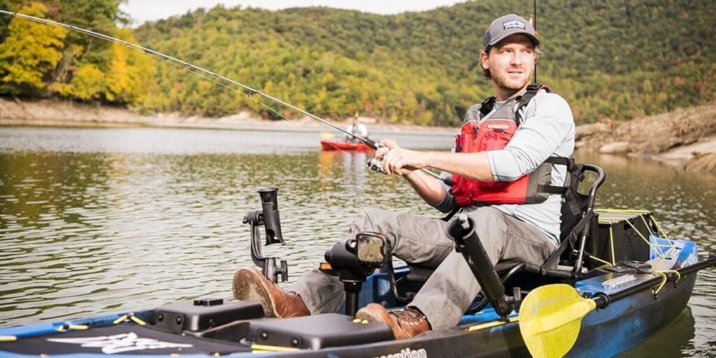 Perception Pescador Pilot 12 - Sit on Top Fishing Kayak with Pedal Drive - Adjustable Lawn Chair Seat and Tackle Storage Areas